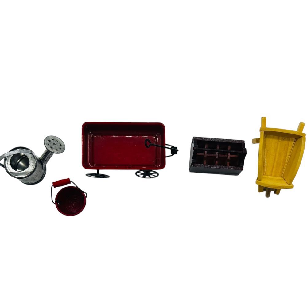 Miniature Lots Wagon‎ Water Can Toolbox Wheelbarrow Pail Dollhouse Fairy Garden